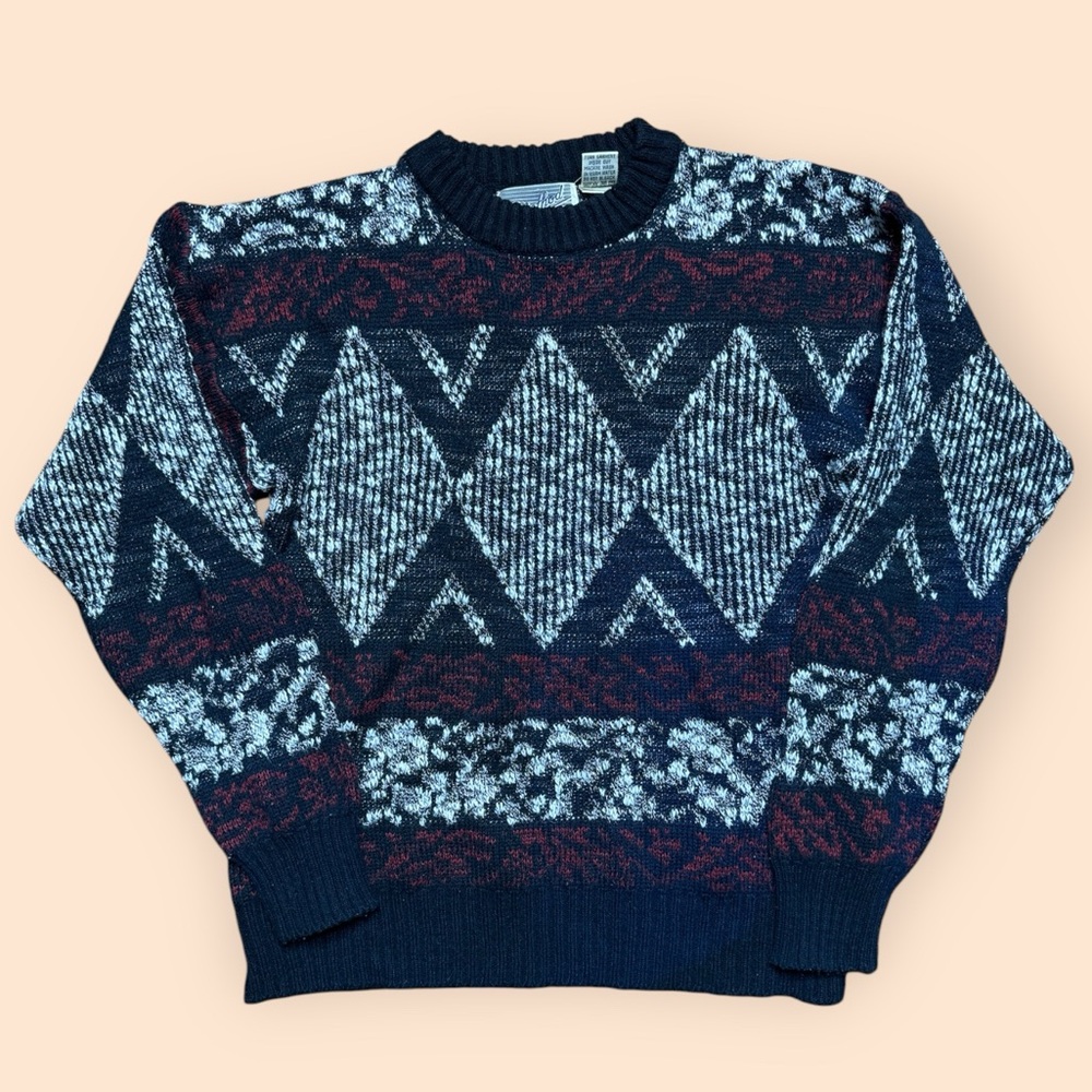 Vintage 1980s Sweater Men’s Medium Method Vtg 80s Fashion